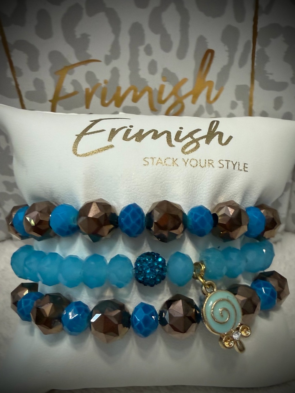 New ERIMISH Bracelets 3 Pc- Blue & Gold - Custom Regular, Kids or Extended Size